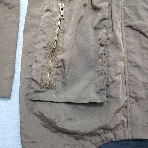 Venezia Milano Jacket Womens Small‎ Brown Zip Snap Pockets Hooded Outdoor - Picture 3 of 12